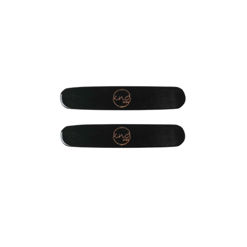 A set of 2 (one pair) Knc Picks handmade horn Qanun plectrums (risha), showing their unique natural color patterns.