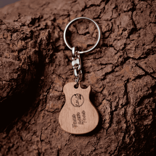Custom Walnut Wood "Les Paul" Style Guitar Keychain